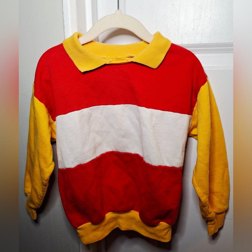🇨🇦 Vintage 80s Collared Colorblock Sweatshirt Made in Canada (6)